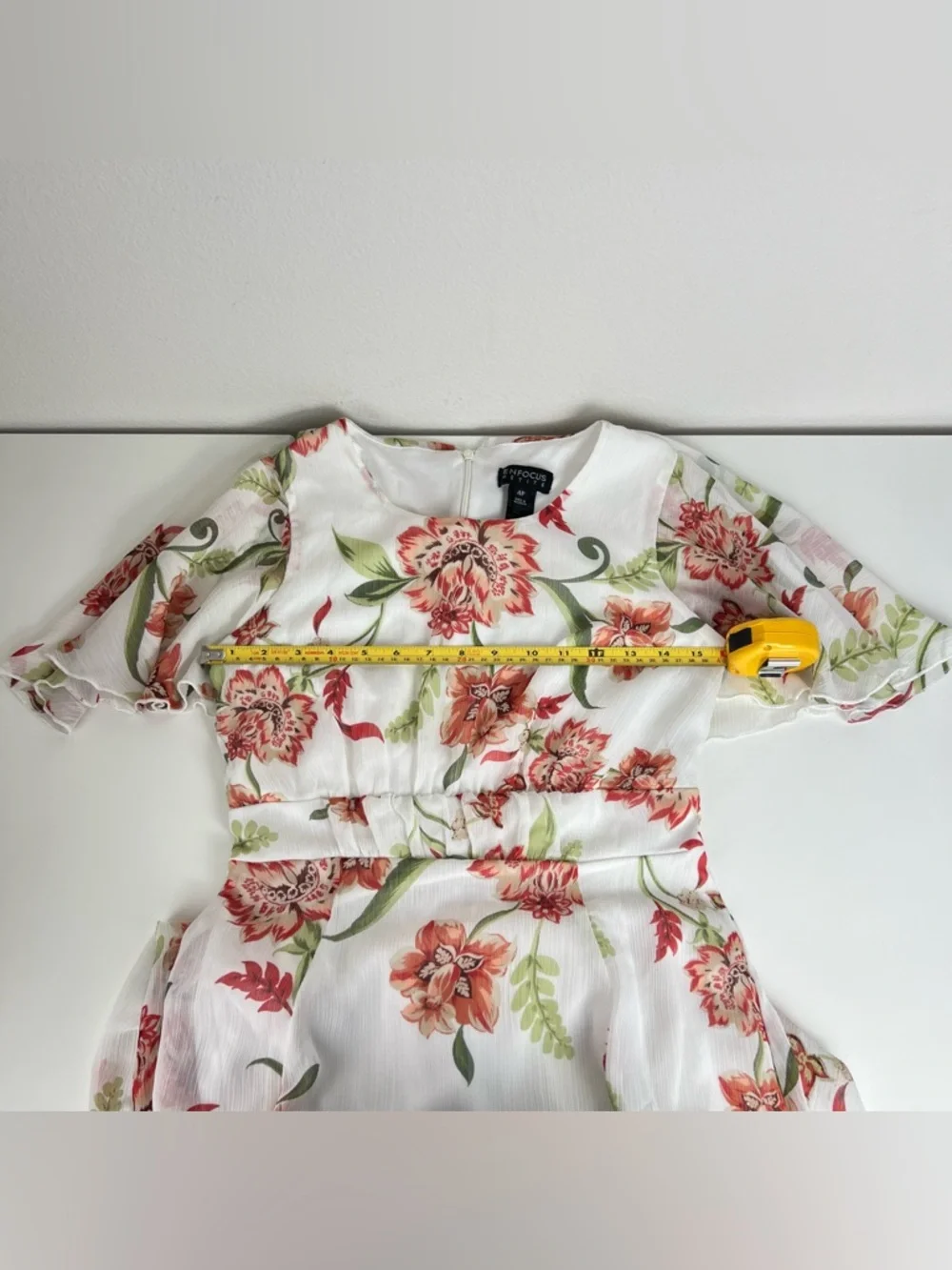 Enfocus Petite Fairy Floral Maxi Dress White Coral Romantic Easter Spring 4P - Picture 6 of 10